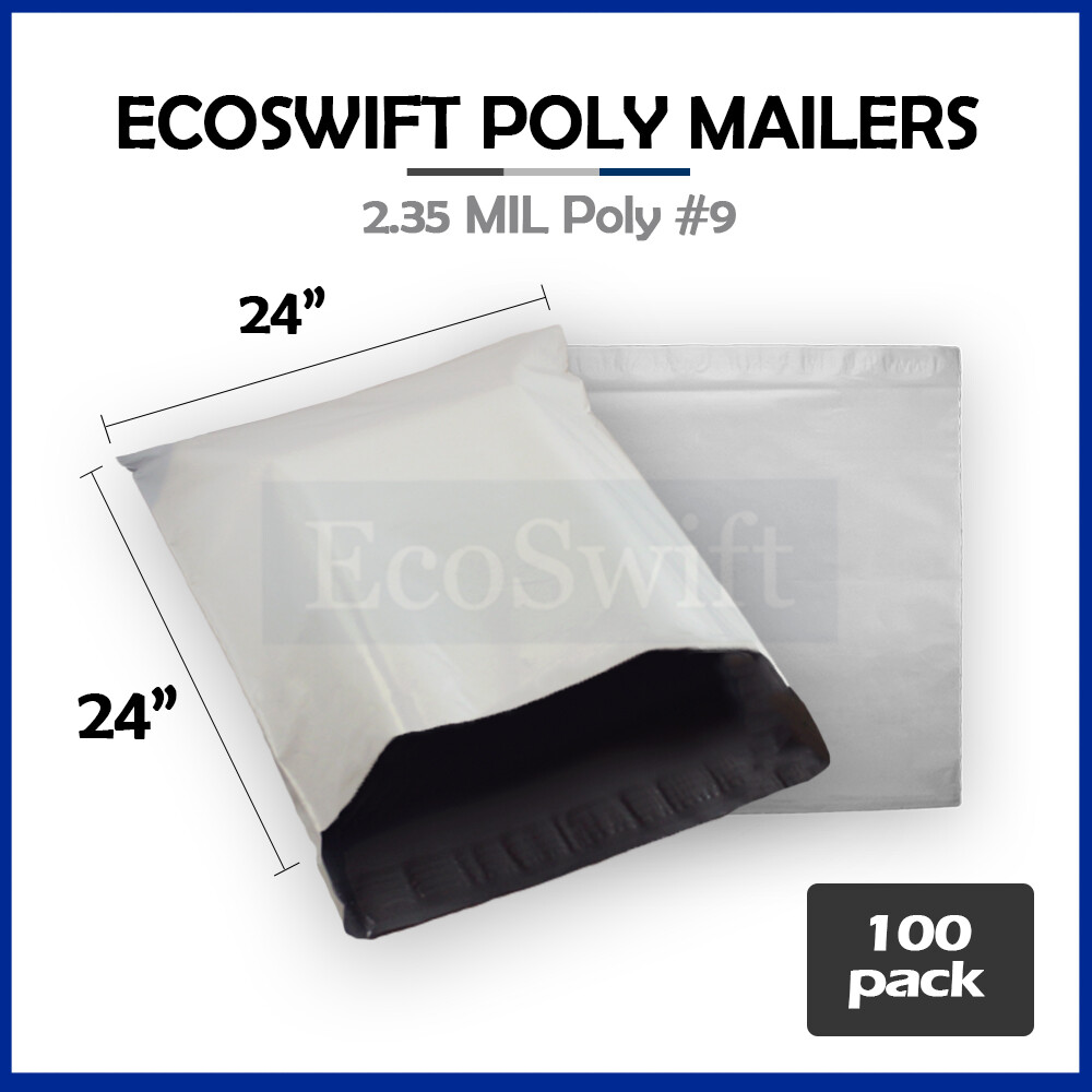 100 24x24 ECOSWIFT WHITE POLY MAILERS SHIPPING ENVELOPES BAGS