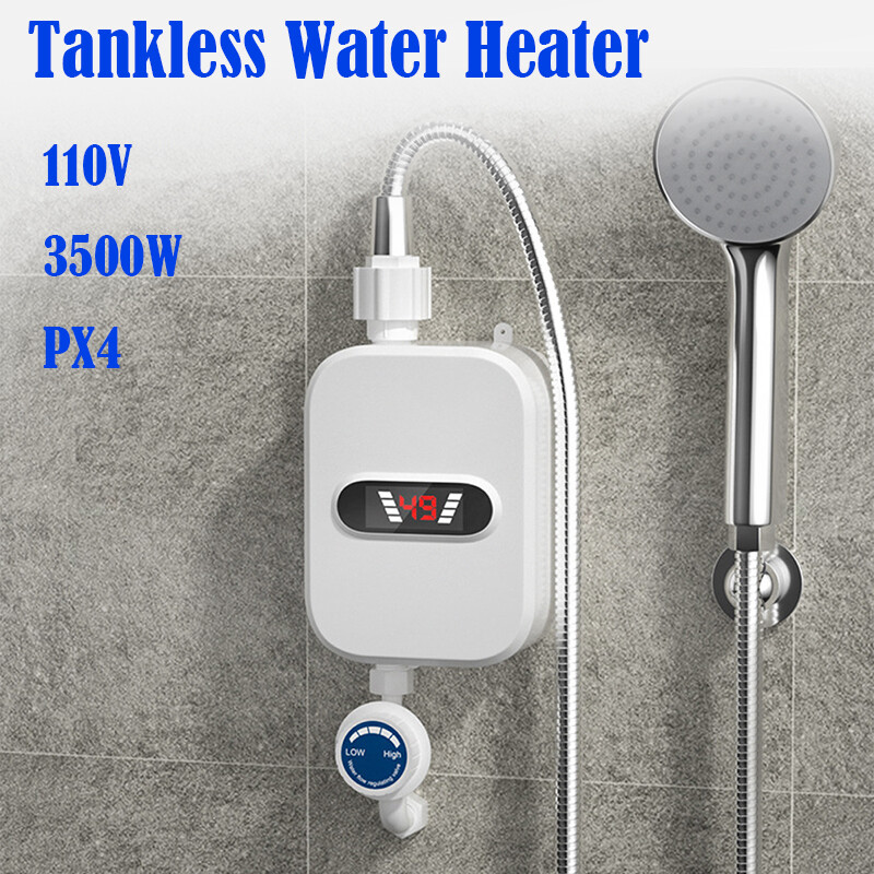 110V 3500W Tankless Hot Water Heater Shower Electric Instant Heater Bathroom