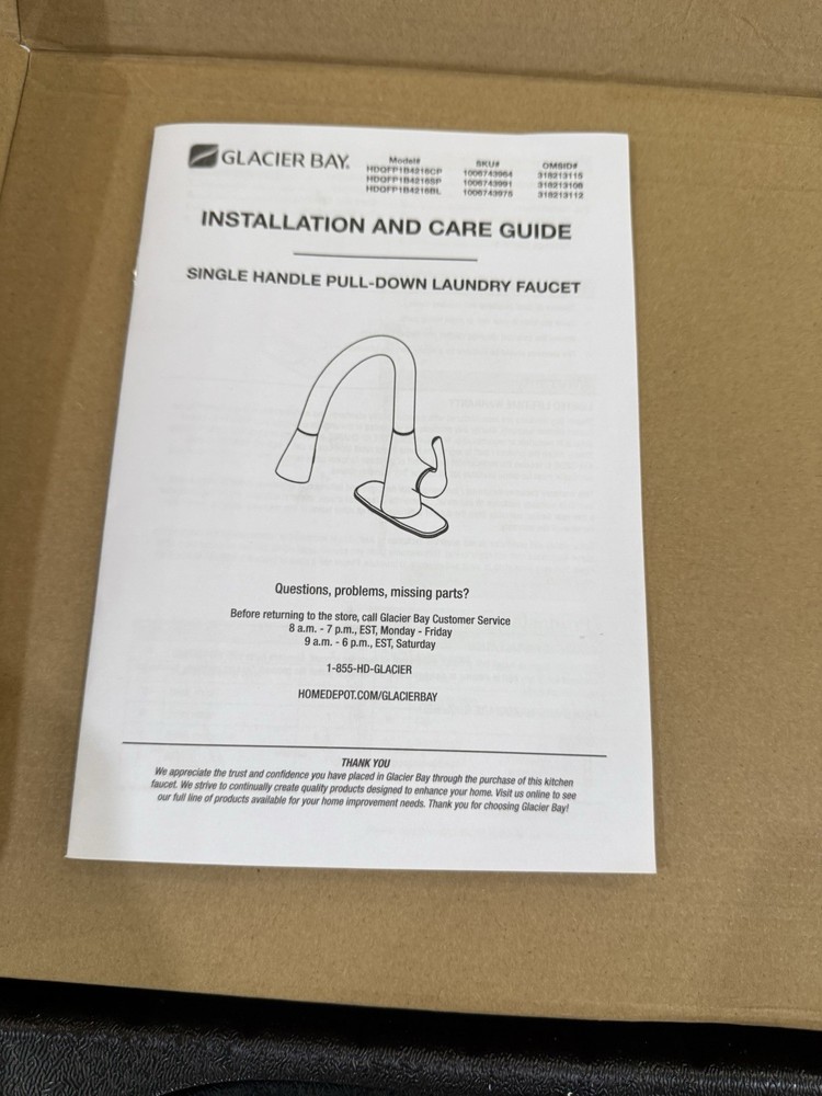 Glacier Bay Clare Single Handle Pull Down Laundry Utility Faucet in Chrome