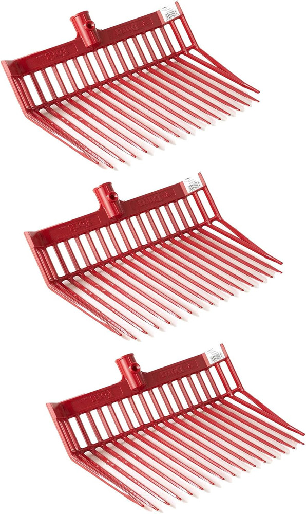 Durafork 13" Polycarbonate Pitchfork Replacement Head - Red, 3 Pack