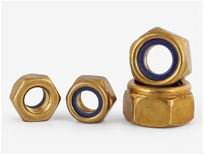 1/4-20 Nylon Insert Hex Lock Nut-Brass-100 Pack
