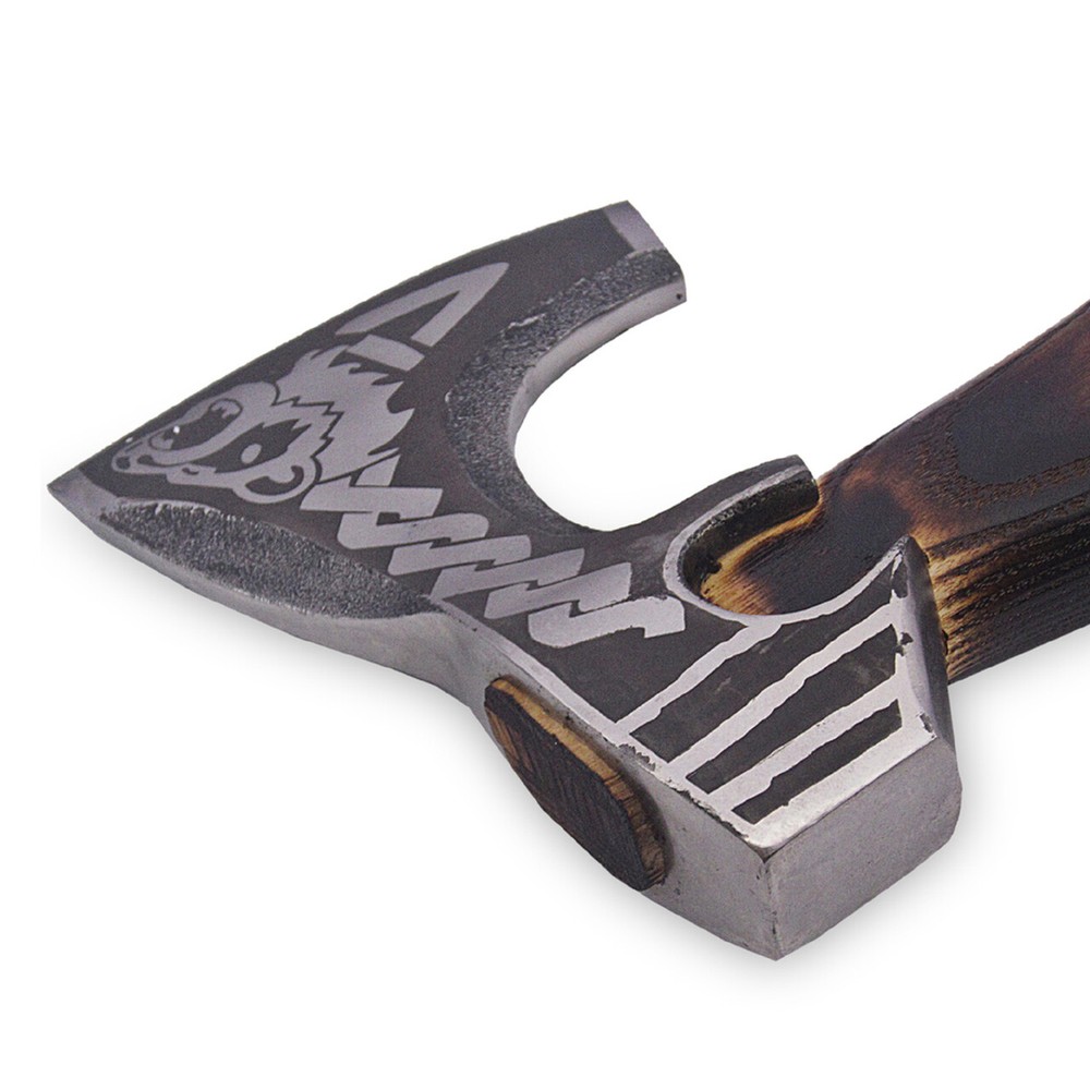 Hand Forge Alaska Brown Bear Head Etched Axe