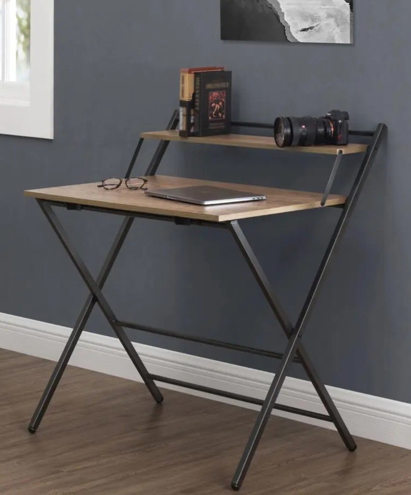 ReadyNow 25 in. W Rectangular Brown Steel Standing Folding Tray Desk