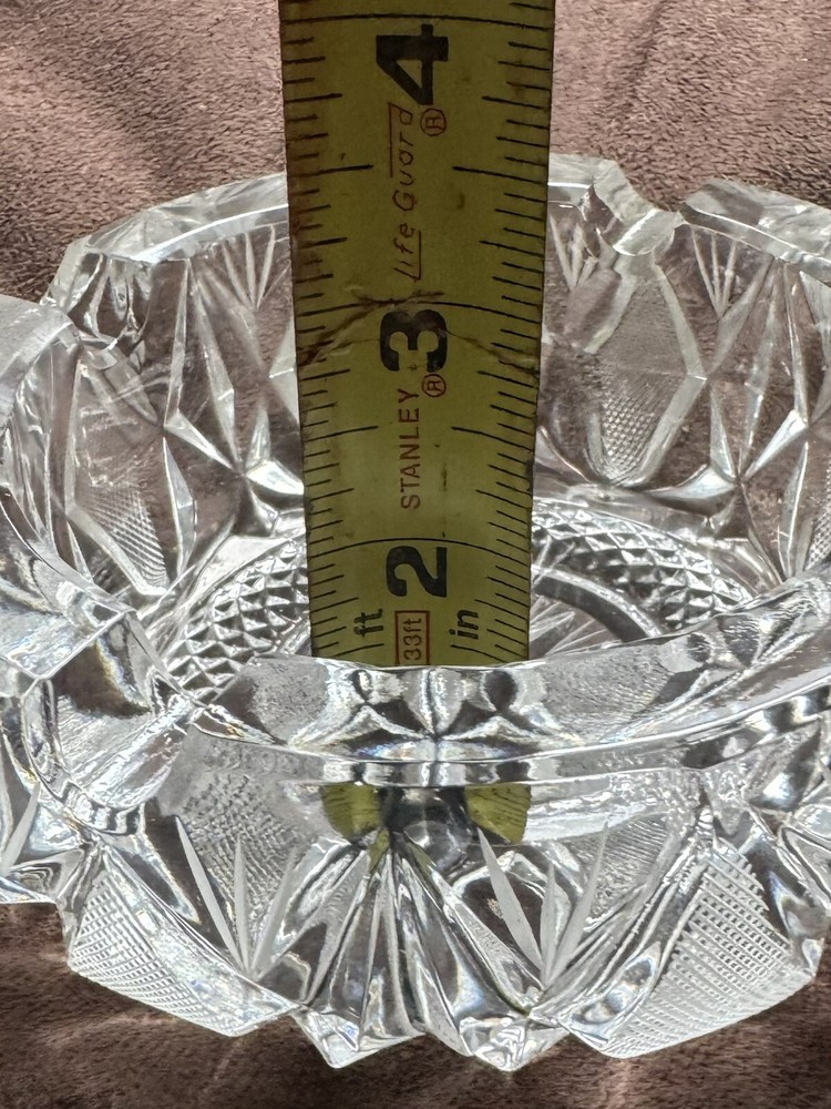 vintage crystal ashtray heavy 6”