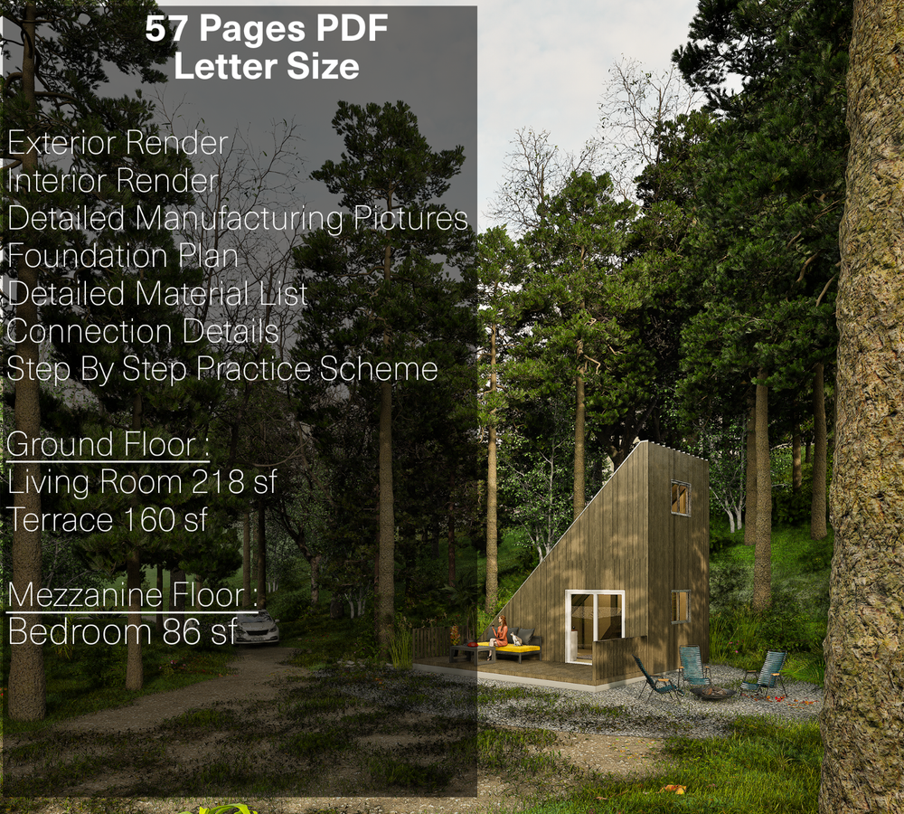 Modular Cabin Plan, Changeable & Expandable, 12’x20’ Tiny House, Free Shipping