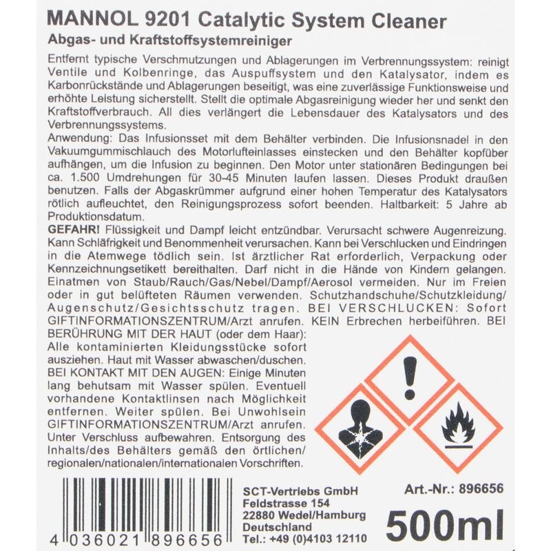 3 x Pack MANNOL 9201 CATALYTIC SYSTEM CLEANER 500 ml