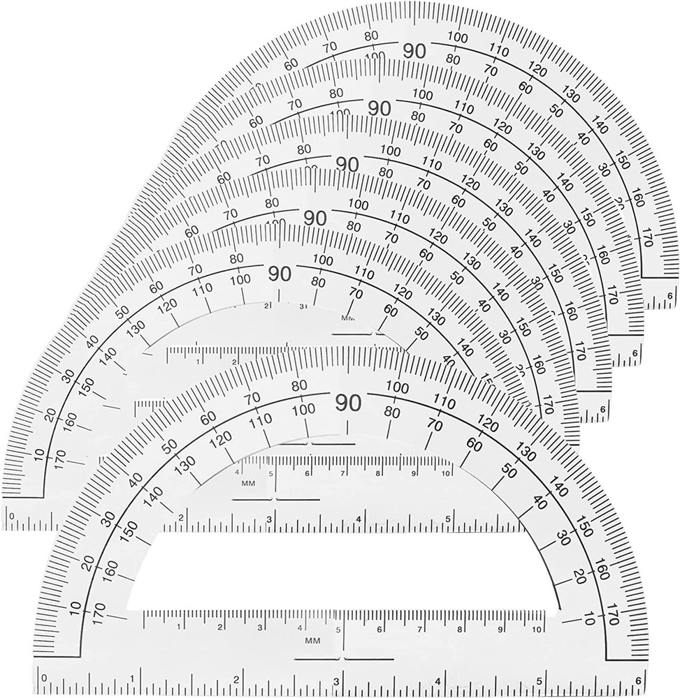 6 Pack 6 Inch Plastic Protractor for Geometry Clear Protractor 180 Degrees