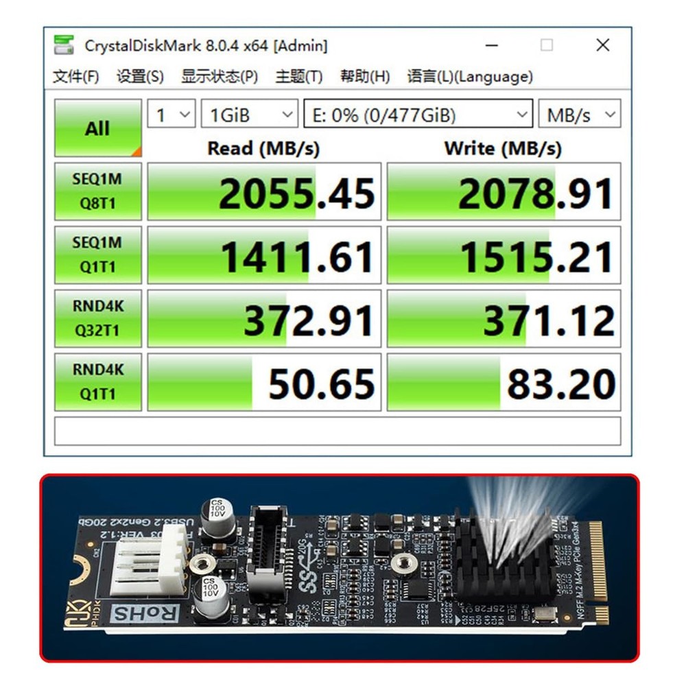 20Gbps Type-E USB 3.1 Front Panel Socket to NVME NGFF M-Key Express Card Adap...