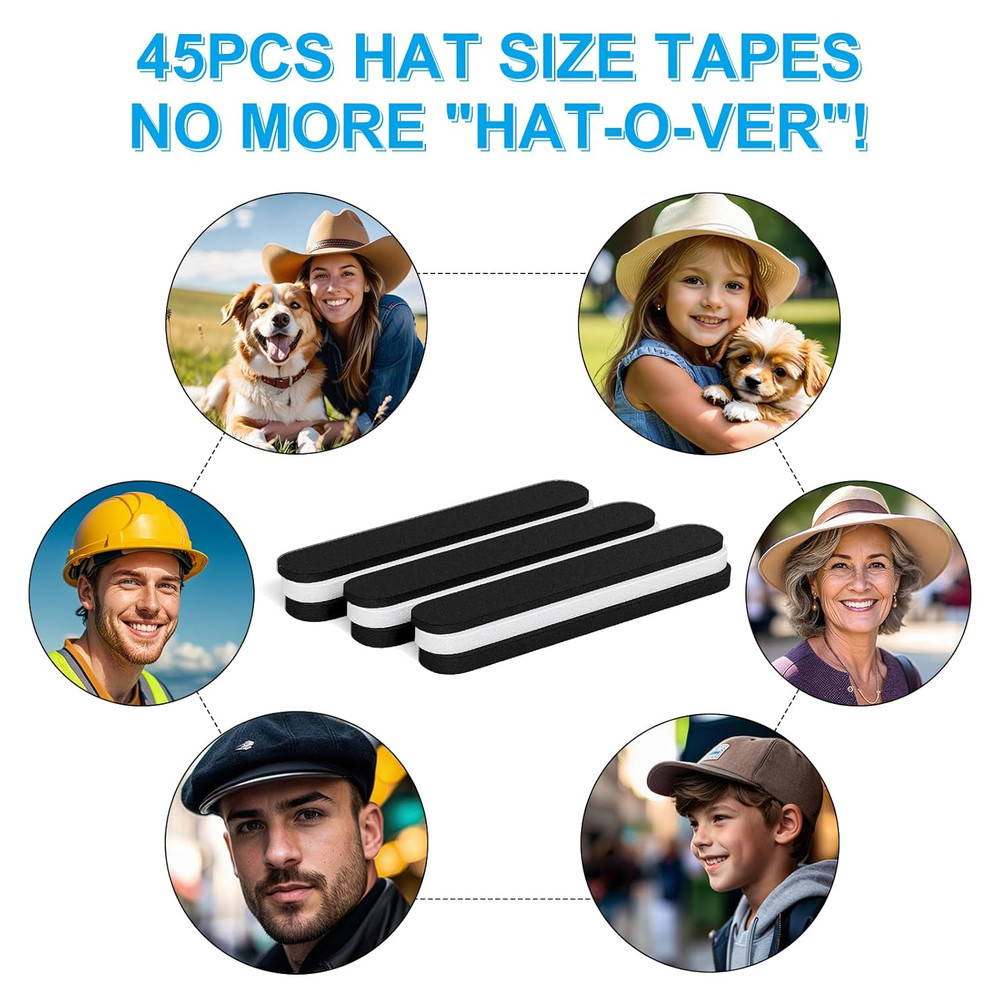 (Pack of 45 Hat Size Reducer, Hat Sizer Reducer Insert, Make Smaller Sweatband,