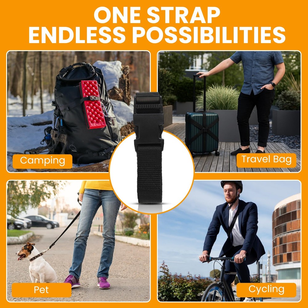 Harrier Hardware Utility Strap with Quick-Release 6-Pack, Black 72-Inch