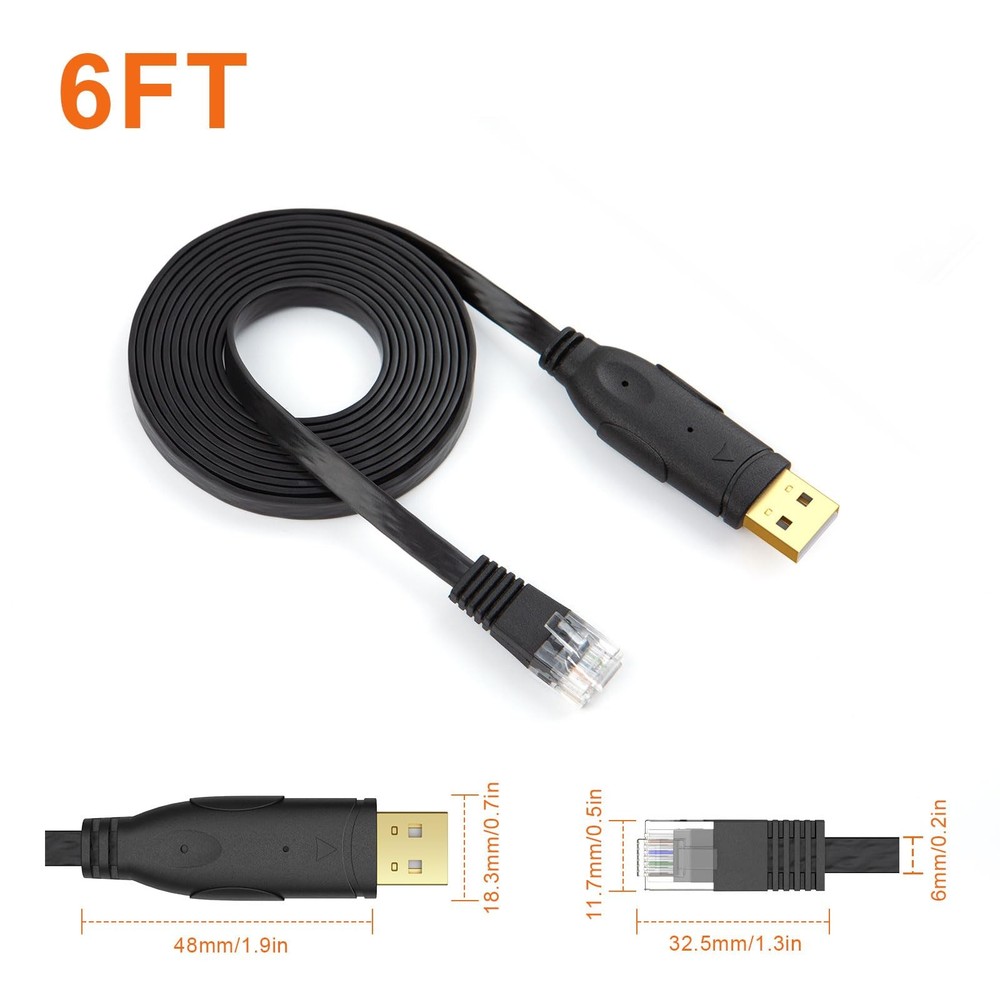 CableCreation USB Console Cable 6 FT to RJ45 Serial Adapter 6 FT, Black