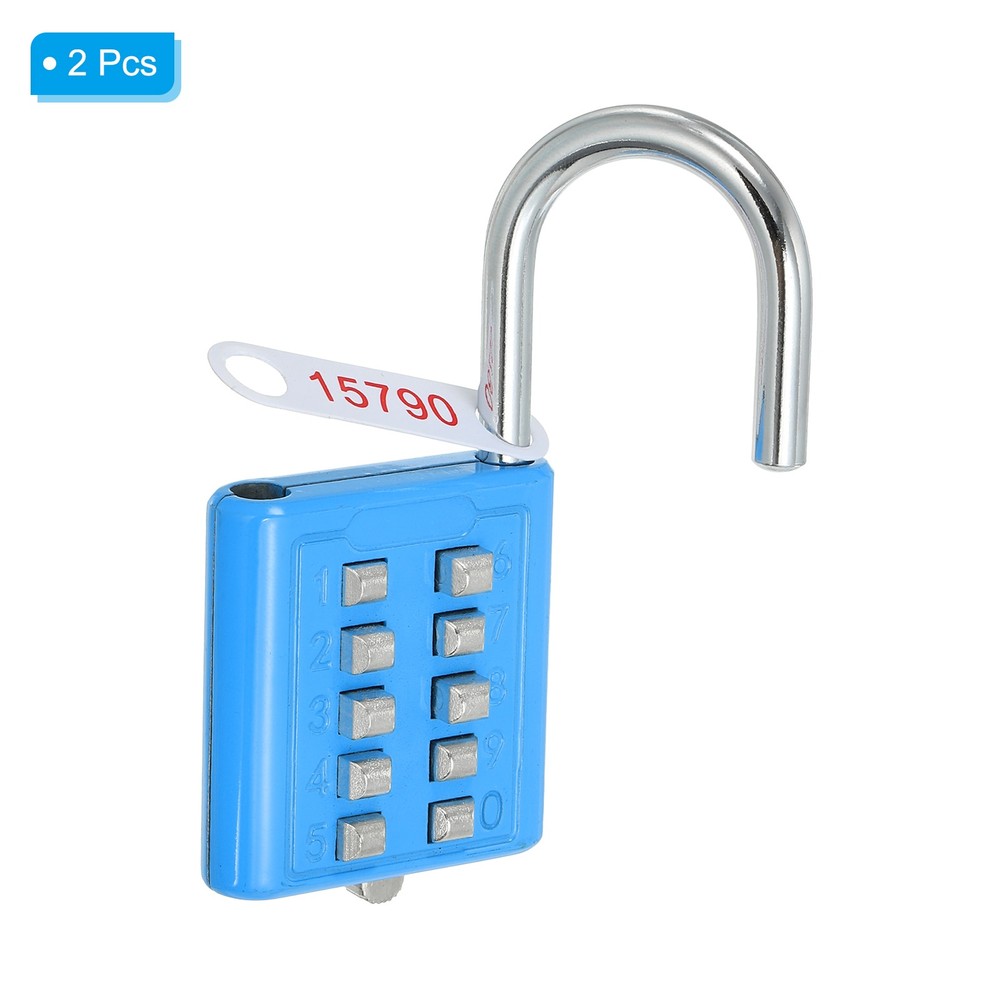 10 Digit Button Combination Padlock 2pack 5 Digit Locking Mechanism Lock Blue