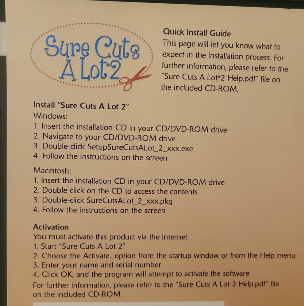 Sure Cuts A Lot 2 Software, VERY RARE!!