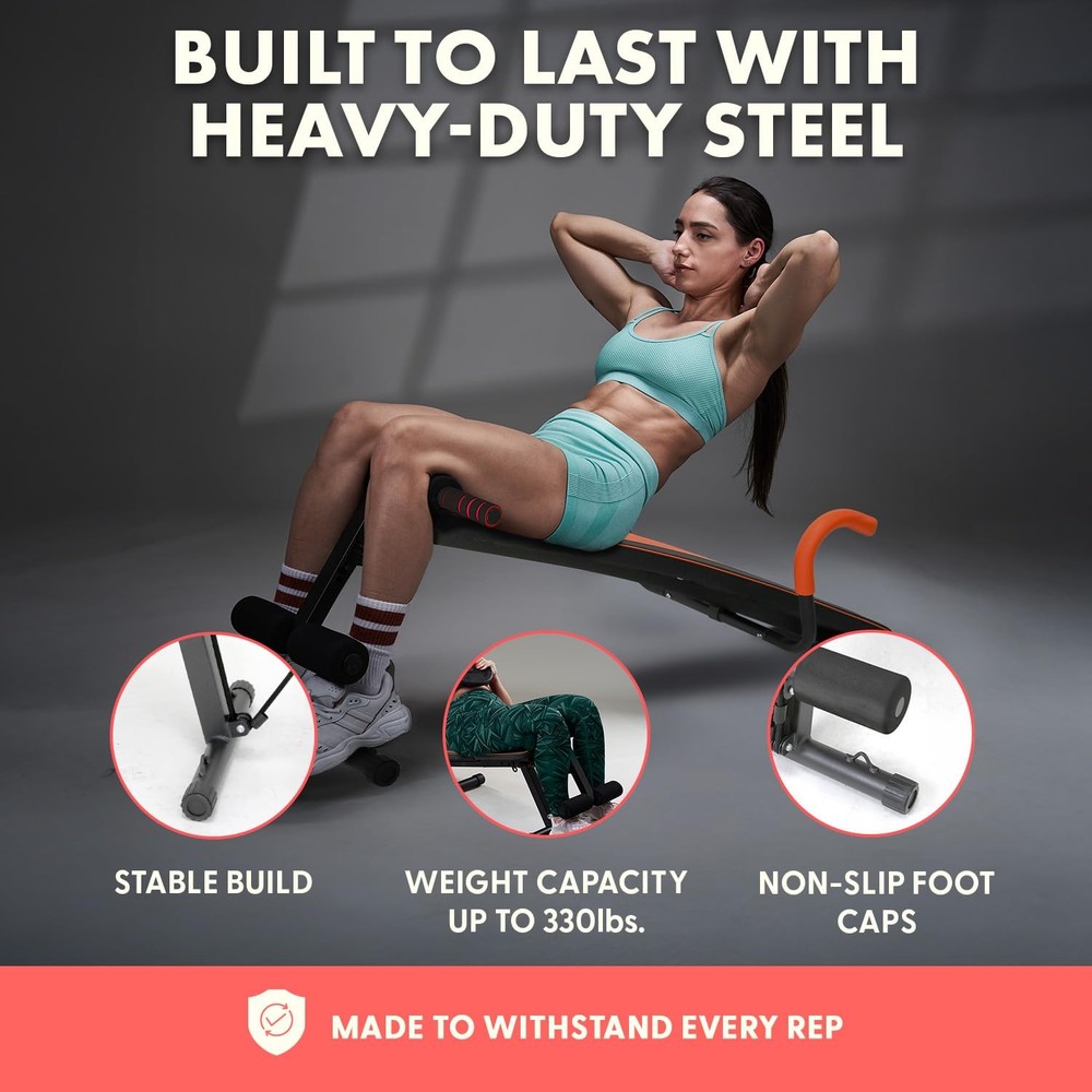 SQUATZ 5-Level Decline Sit Up Bench for Abs & Core - Reverse Crunch Handle