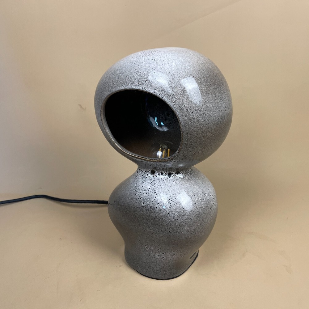 H&M Home Ceramic Grey Modern Lamp Bubble Rounded Shape Table Bedside Light