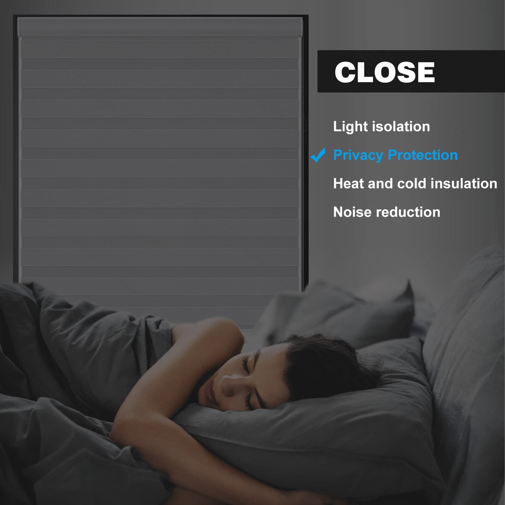 Custom Size Cordless Zebra Roller Shades 85% Blackout Dual Layer Roller Blinds