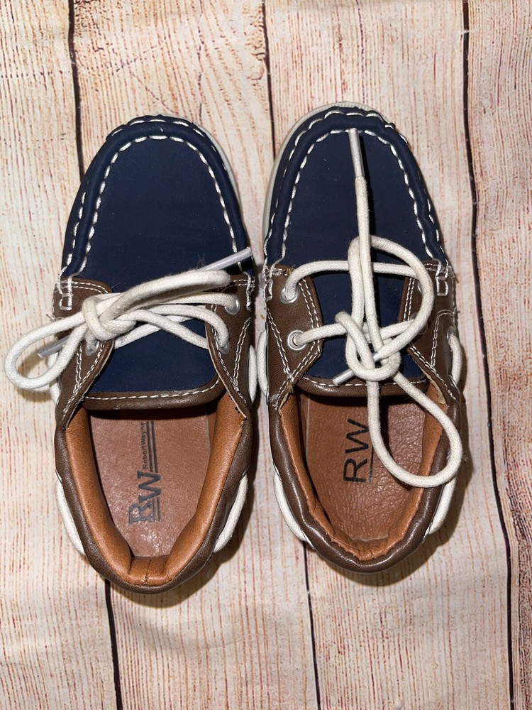 Boys 10 Robert Wayne Navy Boat Shoes