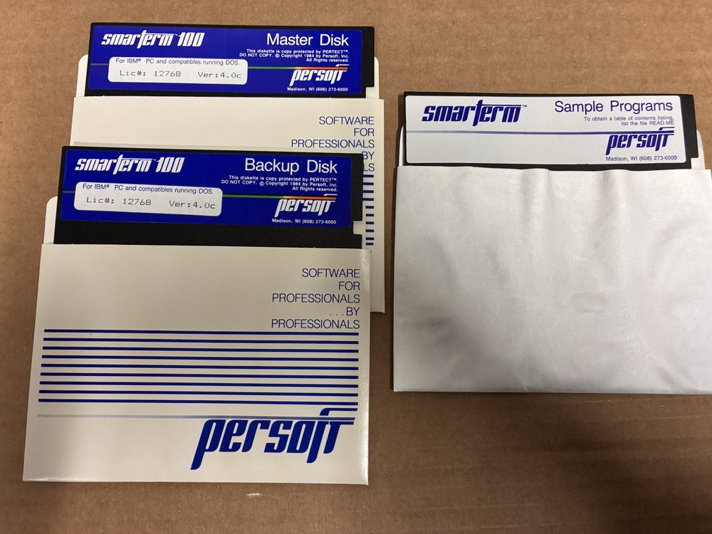Persoft SmarTerm 100 5.25"  V 4.0c  Master /backup & sample Terminal Emulator