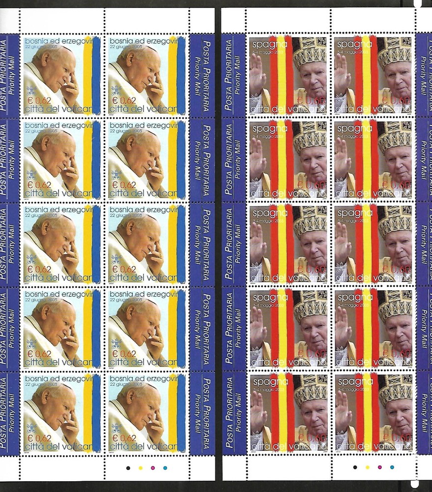 (FS397) Vatican 2004 Pope's travels MNH : Full sheets *** FREE POSTAGE ***