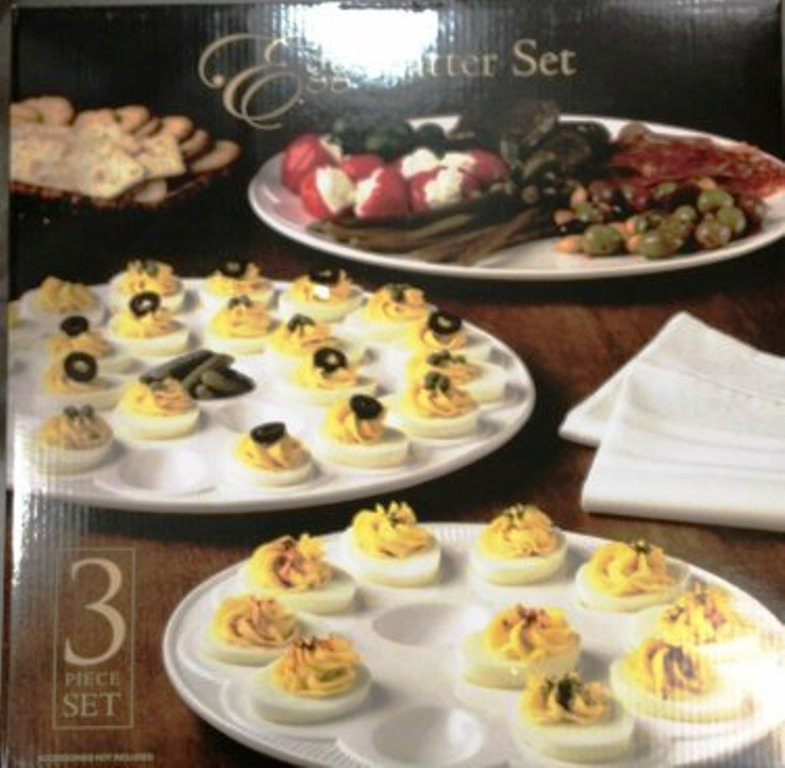 Server Egg Deviled Egg 3Pc. Platter Set Serving DishesBuffet Catering Kitchen