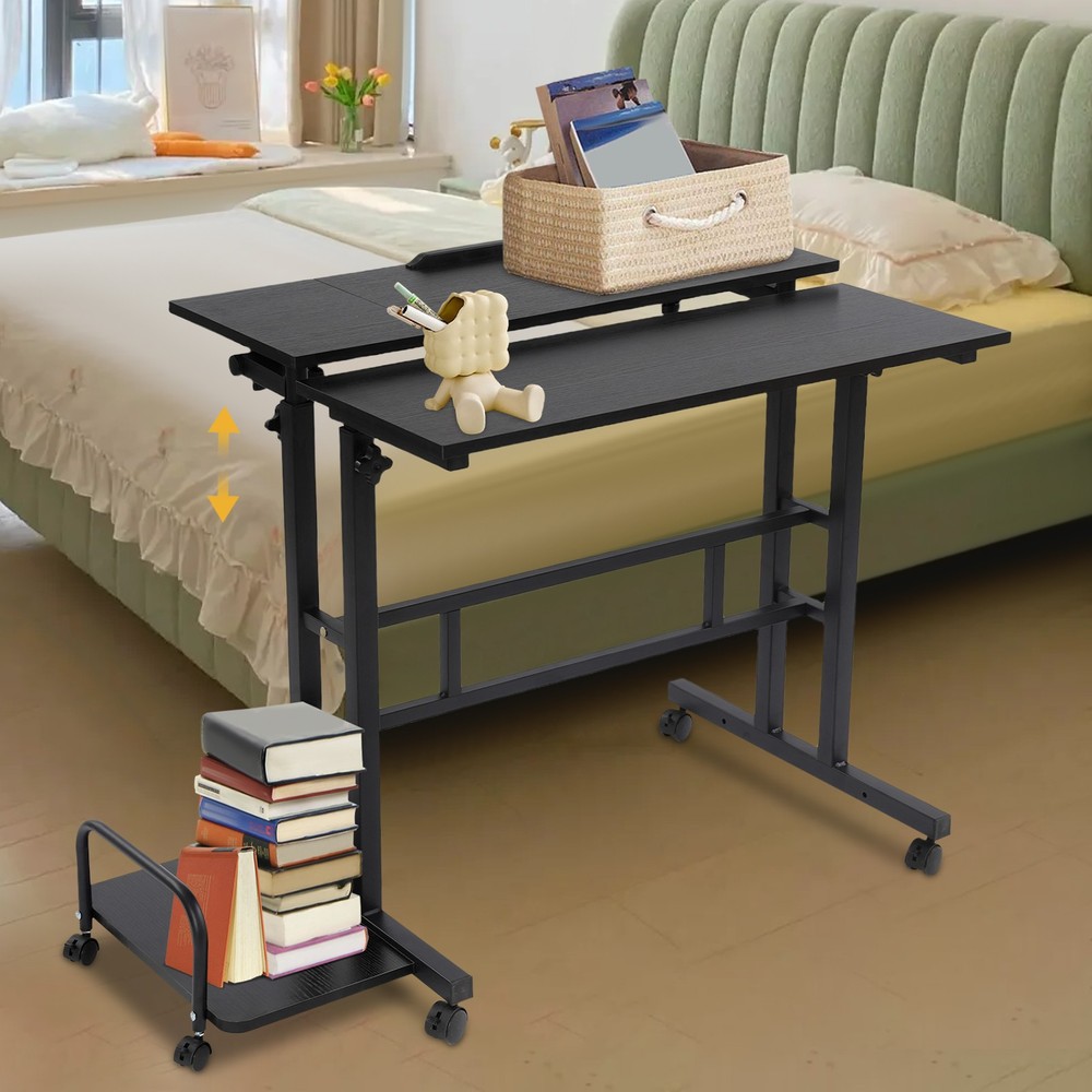 Mobile Standing Desk Foldable Computer Desk Adjustable Hight for Home Office