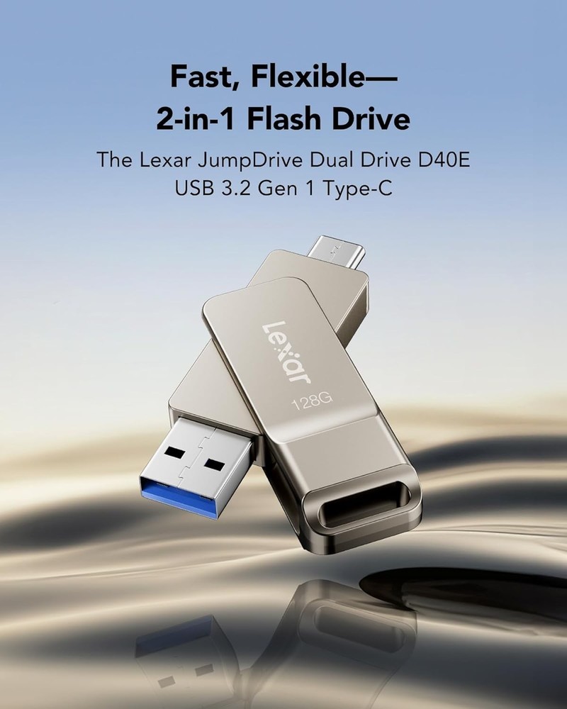 D40E 128GB Elegant USB Flash Drive - Dual Connectors & Secure AES Encryption