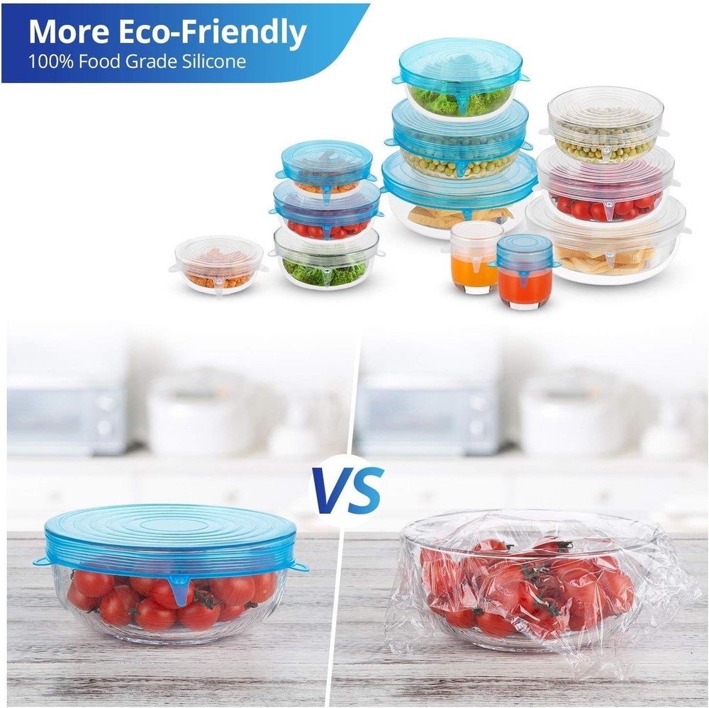 Silicone Stretch Lids, Zero Waste Reusable Silicon Container Lid Covers for Left