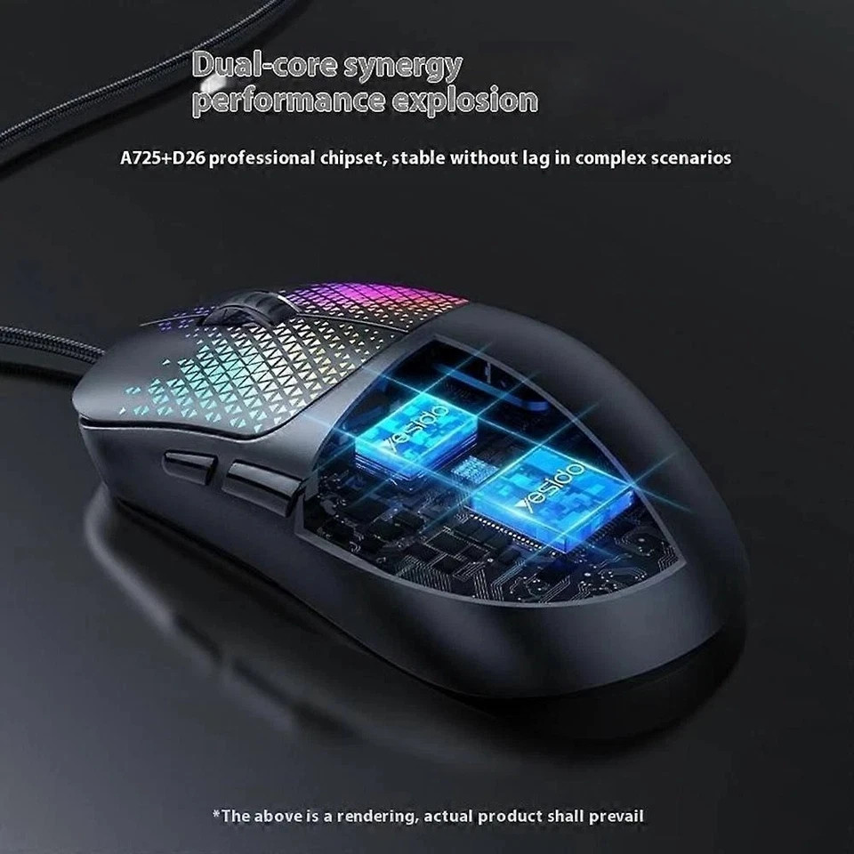 RGB Gaming Mouse Wired 7200 DPI 7 Programmable Buttons Optical PC Laptop