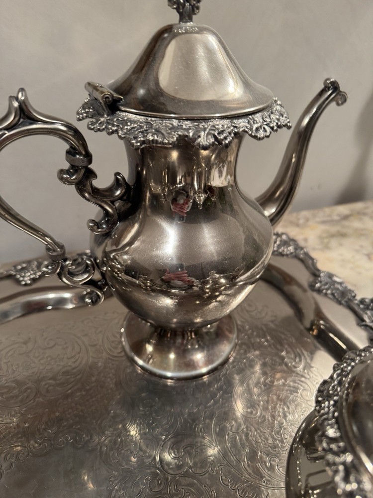 Birmingham 5 piece Tea set Silver on copper