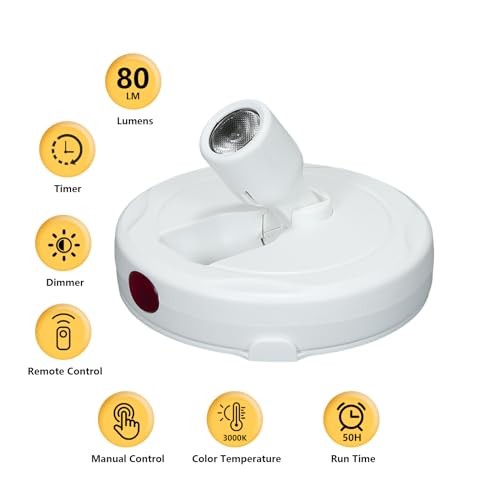 Cordless Spotlight Battery Powered, LED Accent Lighting with Remote Pure White