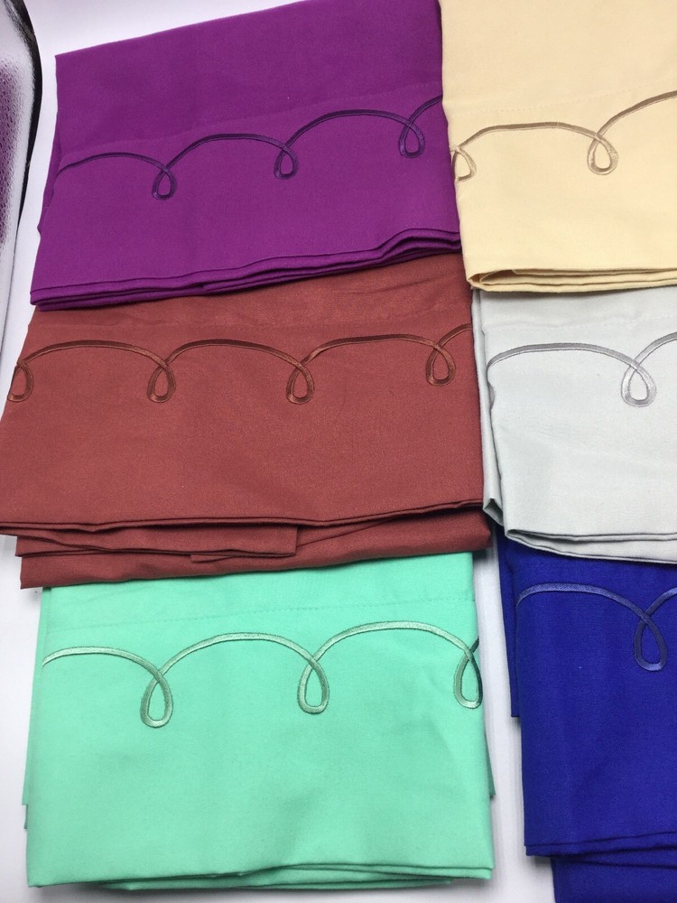 6-Standard 100% Polyester Pillowcases Unused Embroidered Border Multi Colors