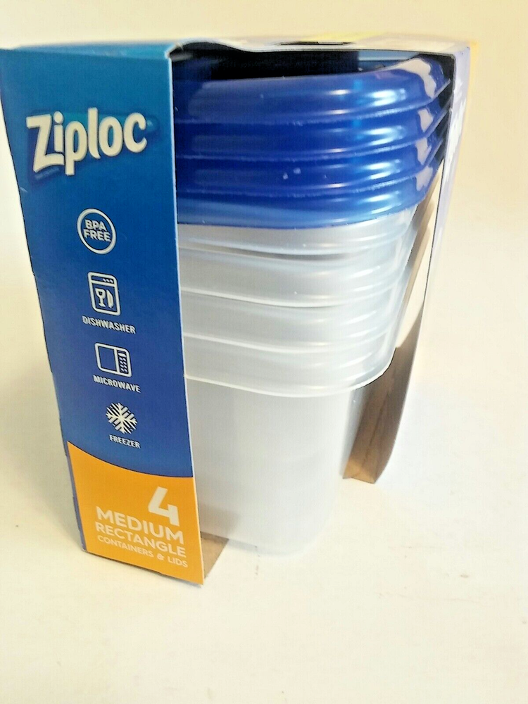 Ziploc One Press Seal Medium Rectangle Container - 4 ct