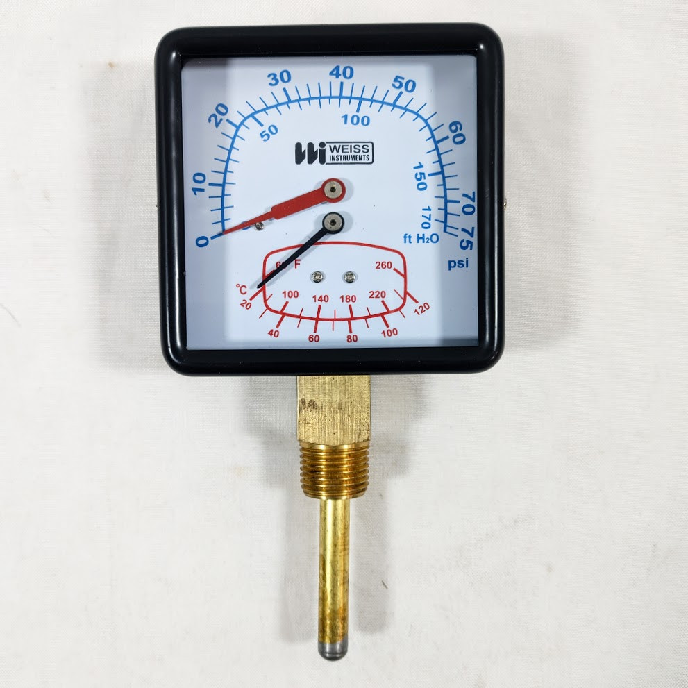 Weiss Instruments 3-1/2" Tri-o-meter 1/2" NPT Lower Connection
