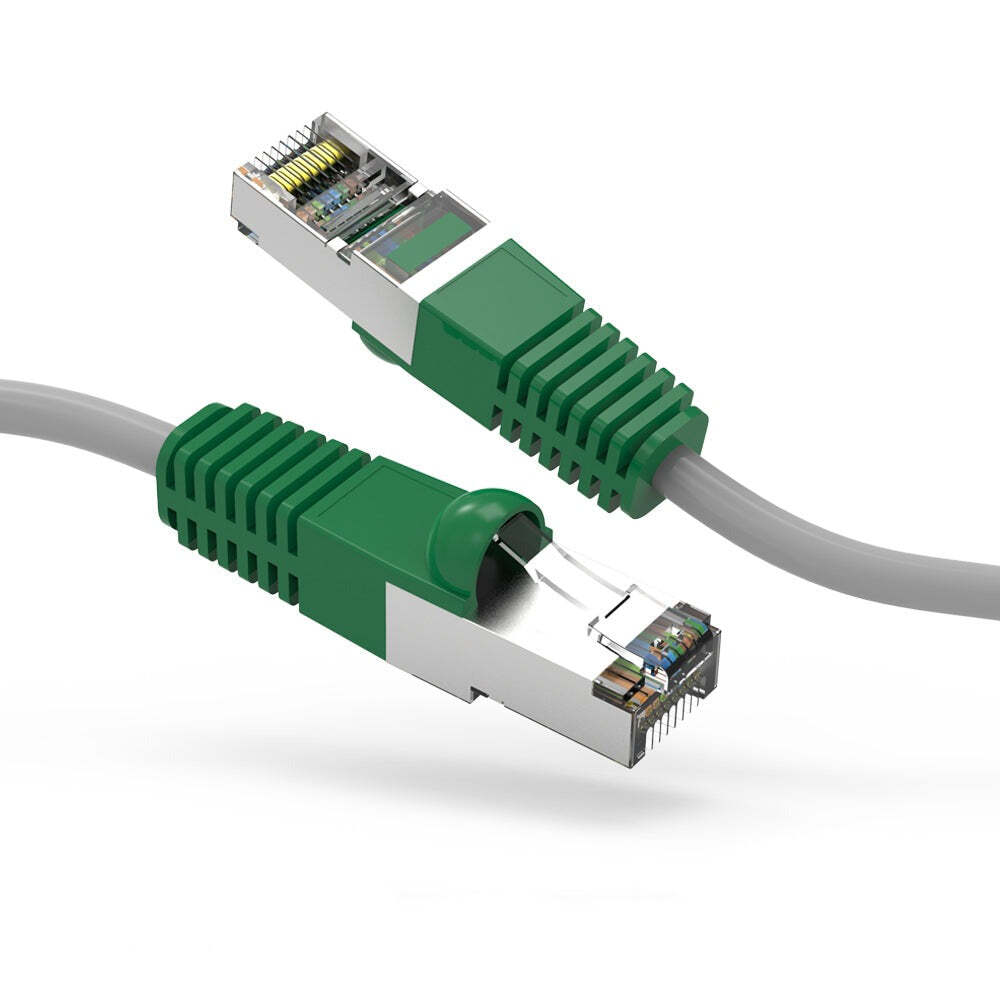 7Ft CAT6 Shielded Crossover Cable Gray Wire/Green Boot