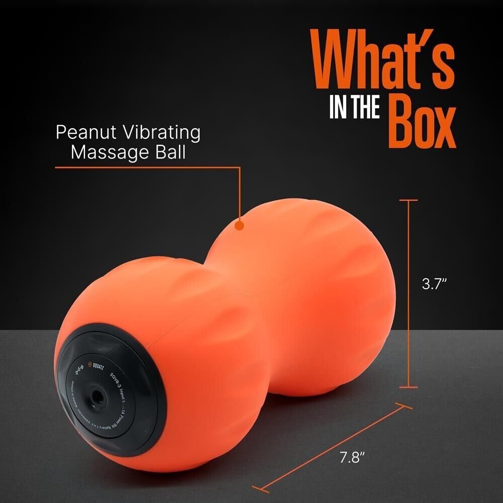 SQUATZ Peanut Vibrating Massage Ball, Deep Tissue Trigger Point Therapy (Orange)
