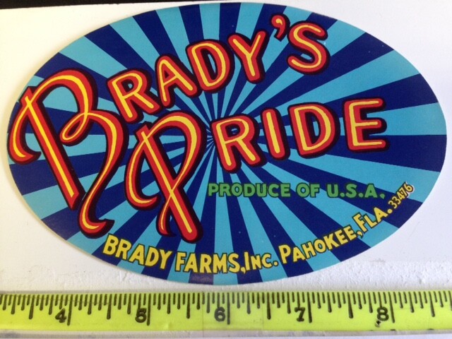 PRODUCE CRATE LABEL "BRADY'S PRIDE"