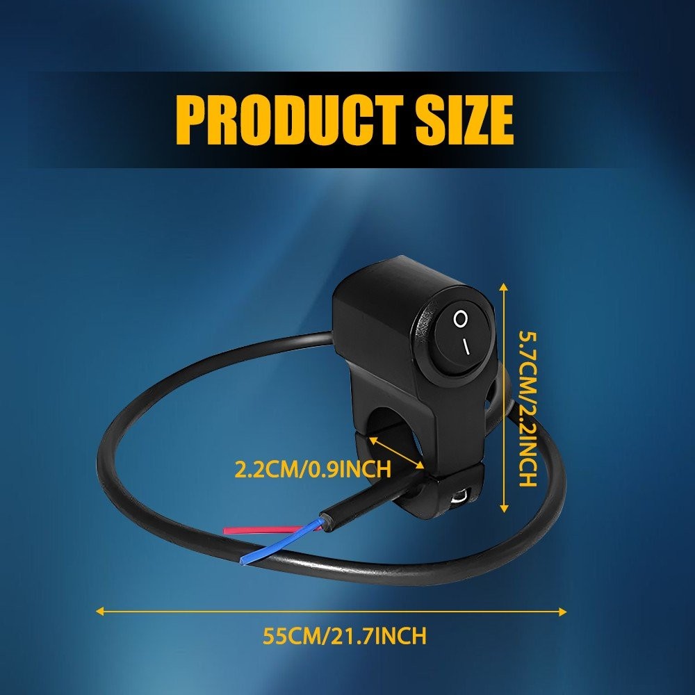 Handlebar Switch 12V Black Fit 7/8" (22mm) Handlebar Button ON OFF Switch AUXITO