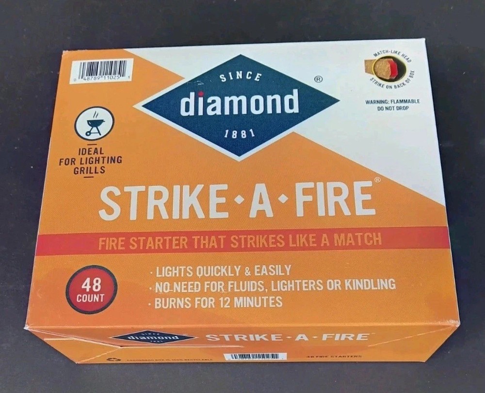 Diamond Strike-A-Fire Firestarter Matches 48 Ct | Long Burn Fire Starter Sticks