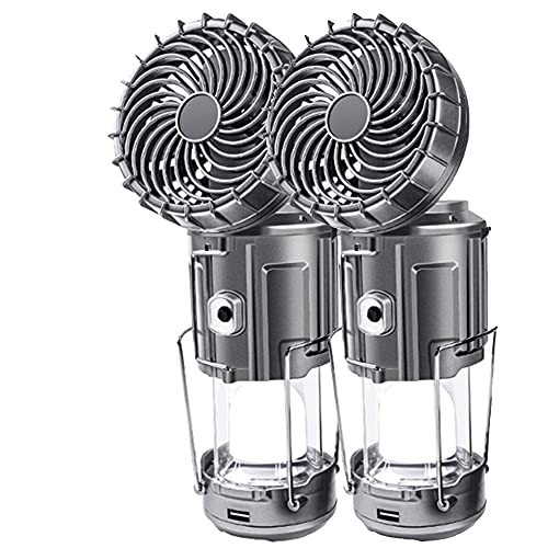 2Pack Solar Camping Lantern with Fan, 3-Way Power Standard-2PCS