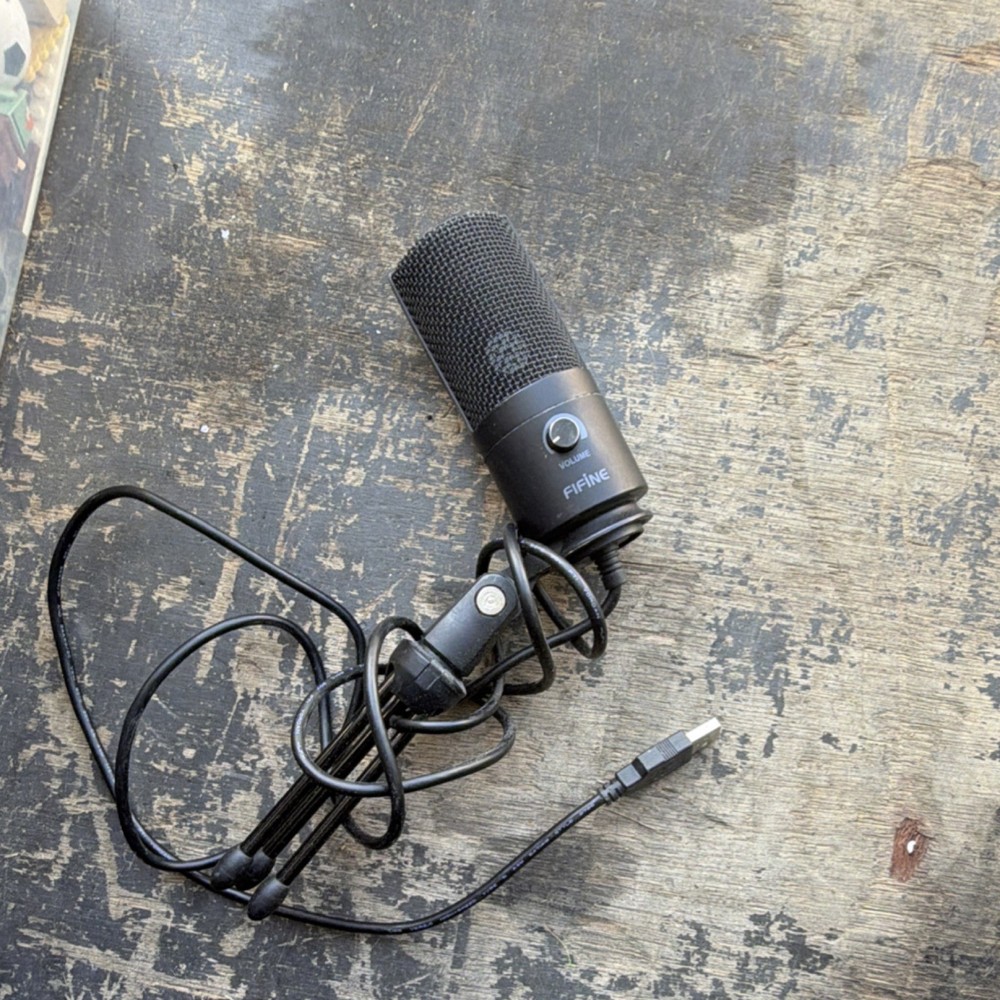 FIFINE USB Microphone Black with Tripod Stand and Volume Control