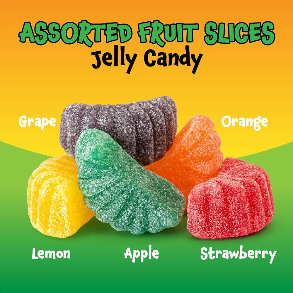 Fruit Slices - 2 Pound Bulk Pack (65 Count) - Assorted Fruit Jelly Candy - Unwra