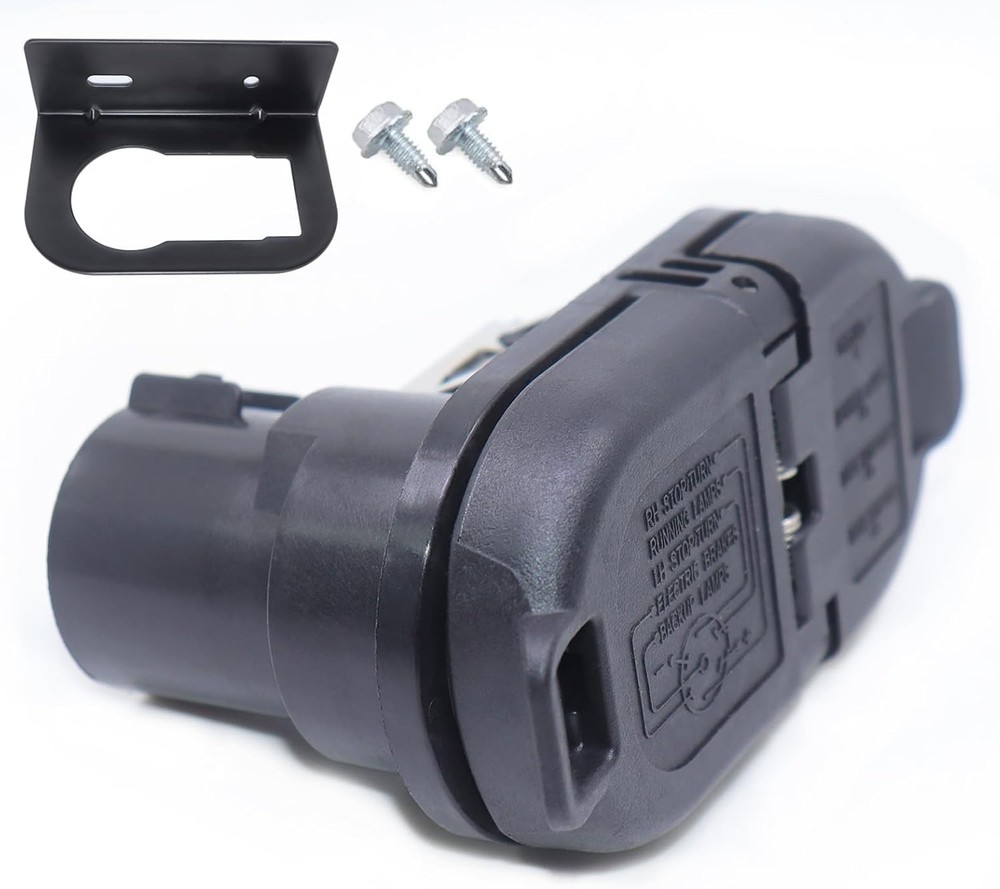 Multi-Tow 7 Pole & 4-Way Flat Trailer Connector Socket with Mounting Bracket,