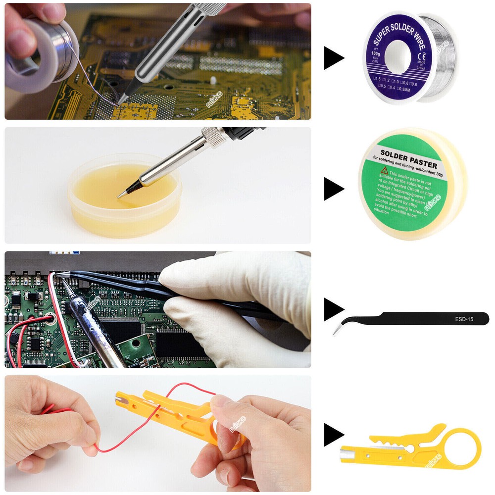 80W Soldering Iron Kit Electronics Welding Irons Solder Tools Adjustable Wire US