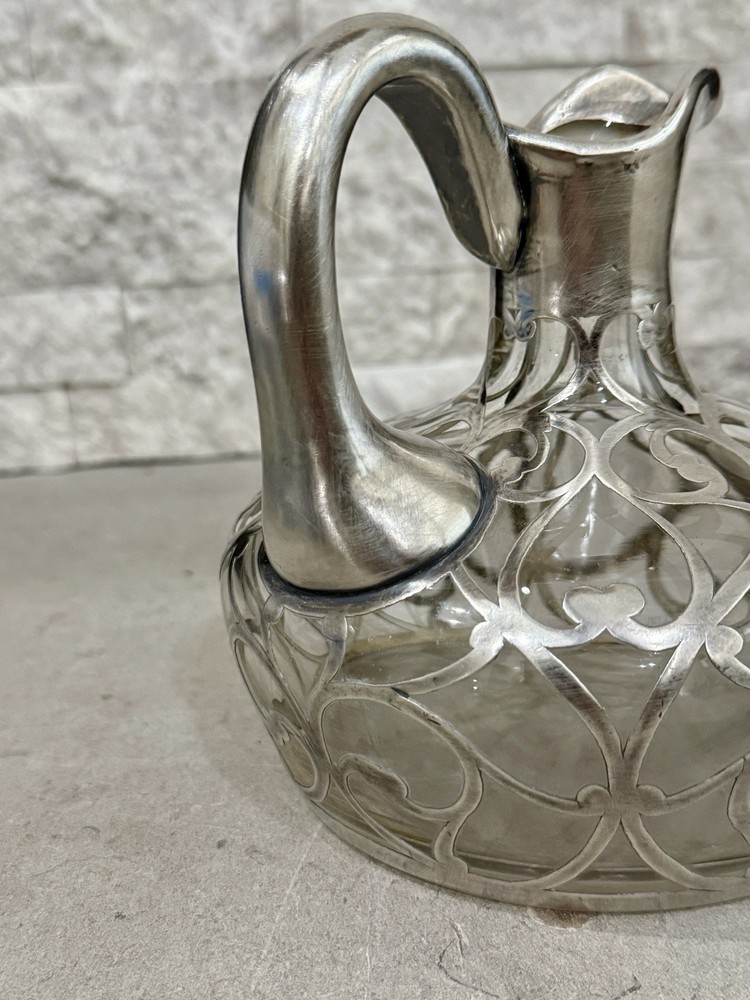 Antique Claret Sterling Silver Overlay Monogram Makers Markings In Silver