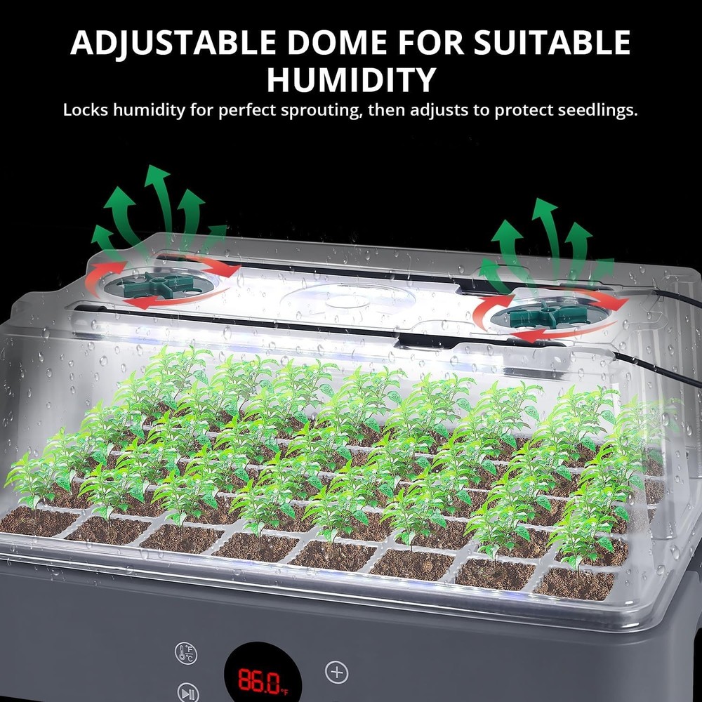 Seed Starter Kit with Adjustable Grow Light & Humidity Dome, 40 Cells