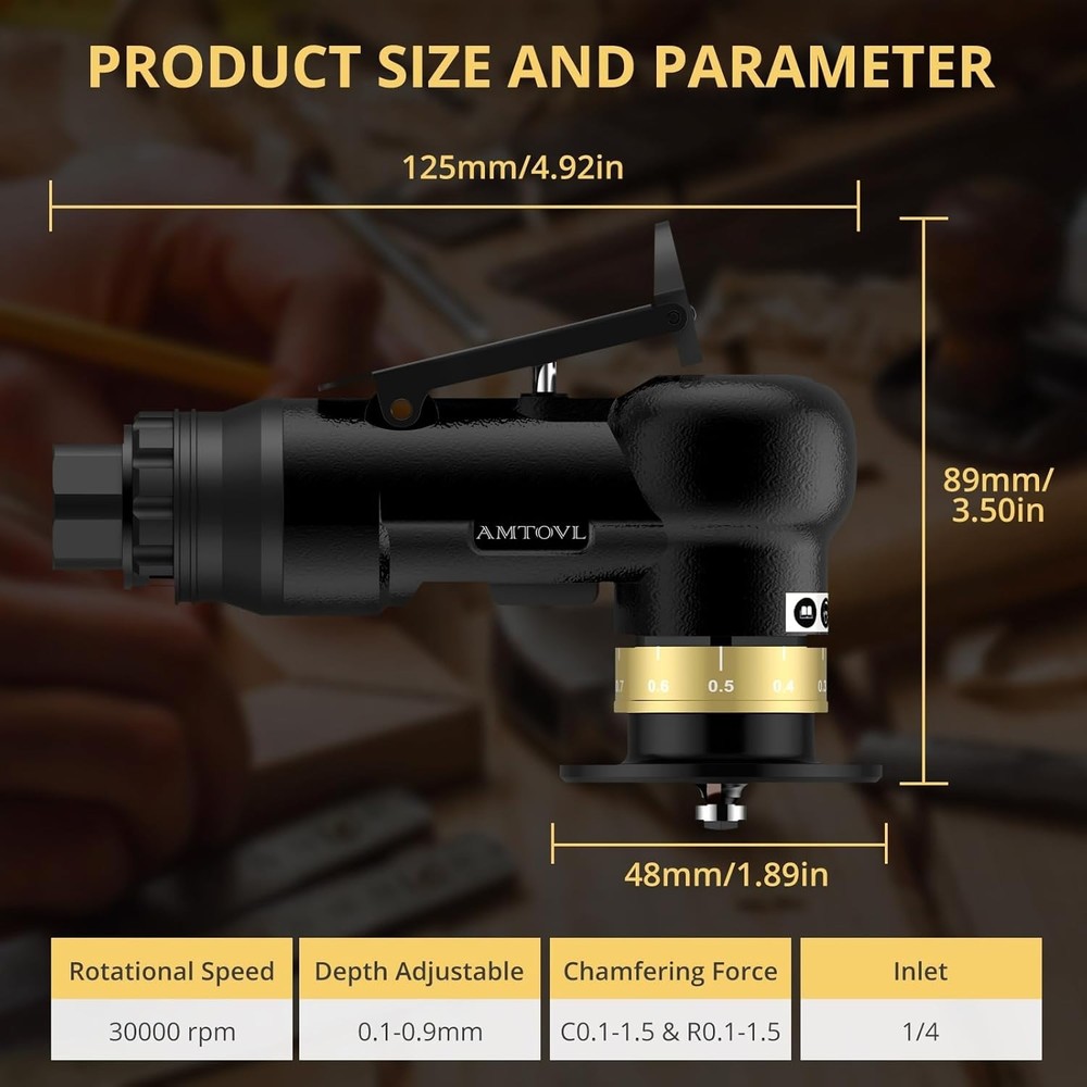Pneumatic Chamfering Tool - Mini Air Chamfer Tool with 10 C-Angle & 10 R-Angle