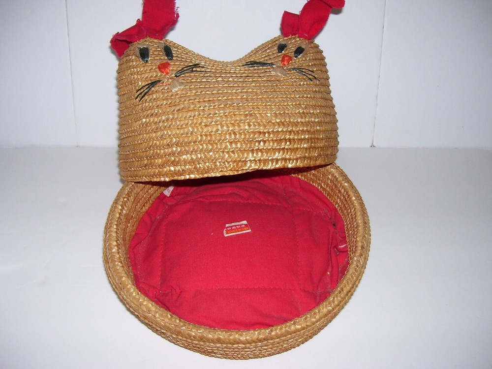 Vintage Straw Nesting Double Bunny Basket