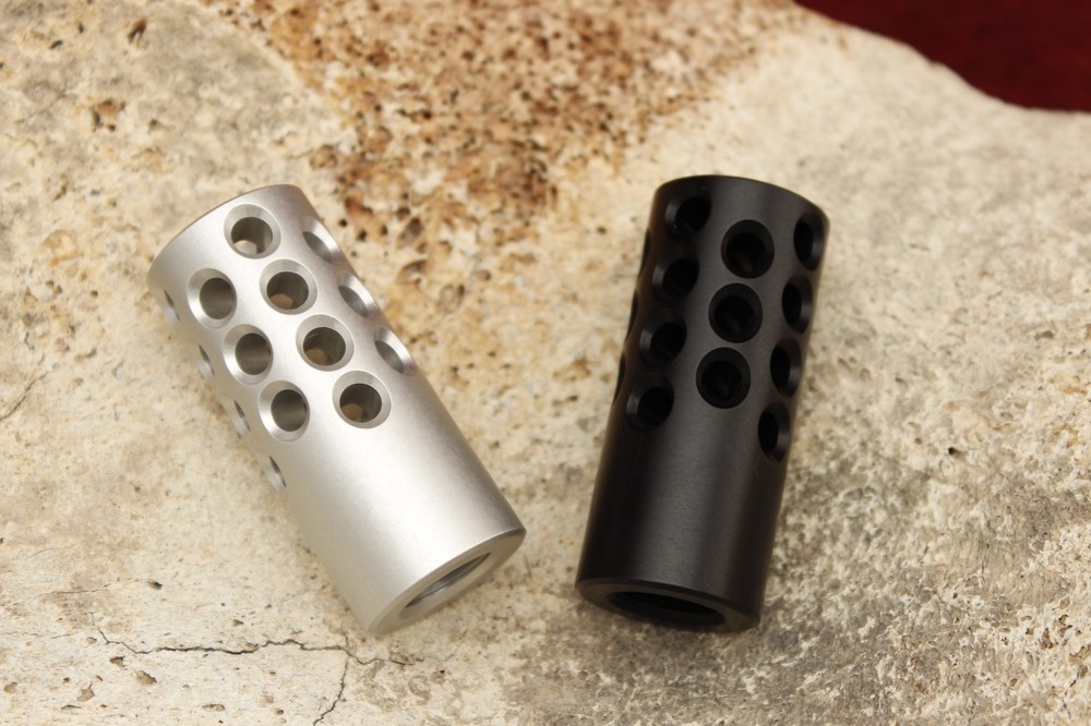 KIDD .22 Muzzle Brake .875 diameter 1/2" x 28 threading - Lightweight Black