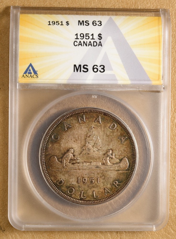 1951 Canada Silver Dollar ANACS MS63