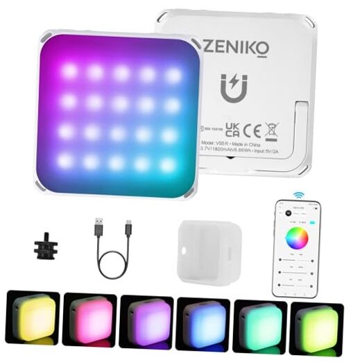 VS5 R Magnetic RGB LED Video Light with Soft Diffuser, Small Panel Light White